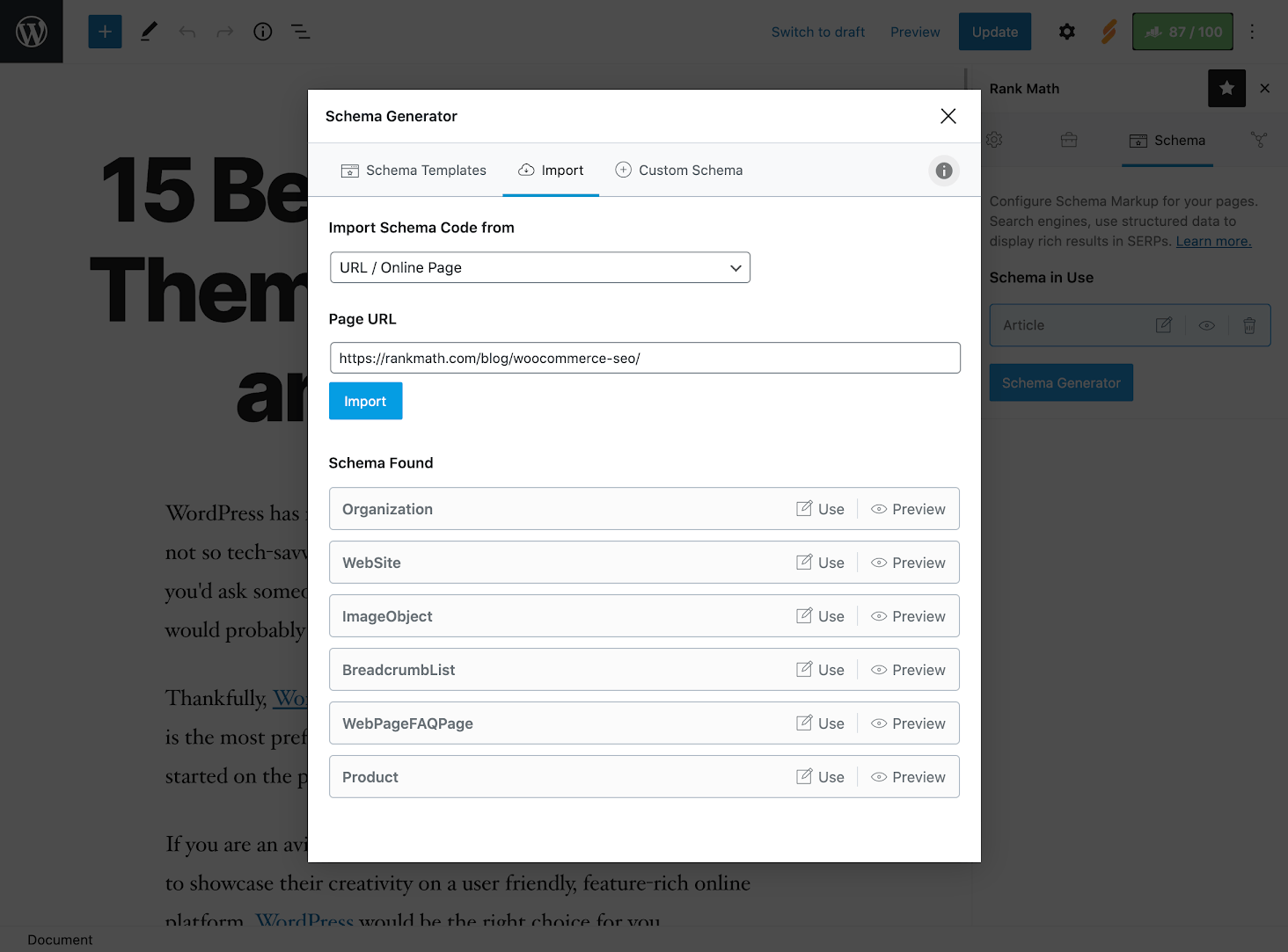 Rank Math Schema Markup Importer